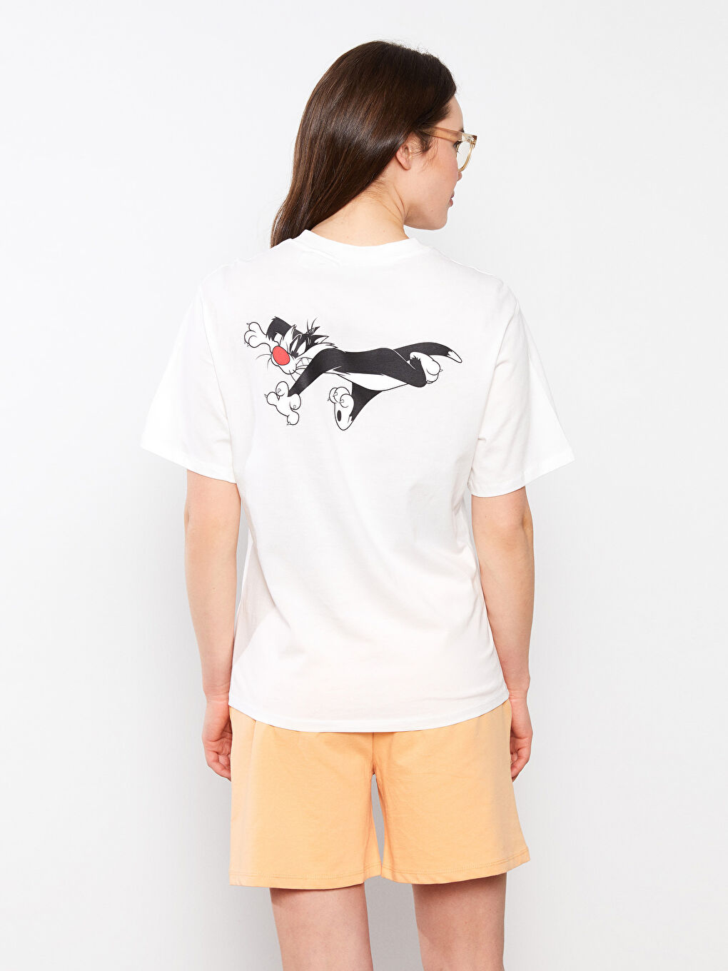 Crew Neck Tweety Printed Short Sleeve Cotton Maternity T-Shirt -S2FH38Z8-FEU