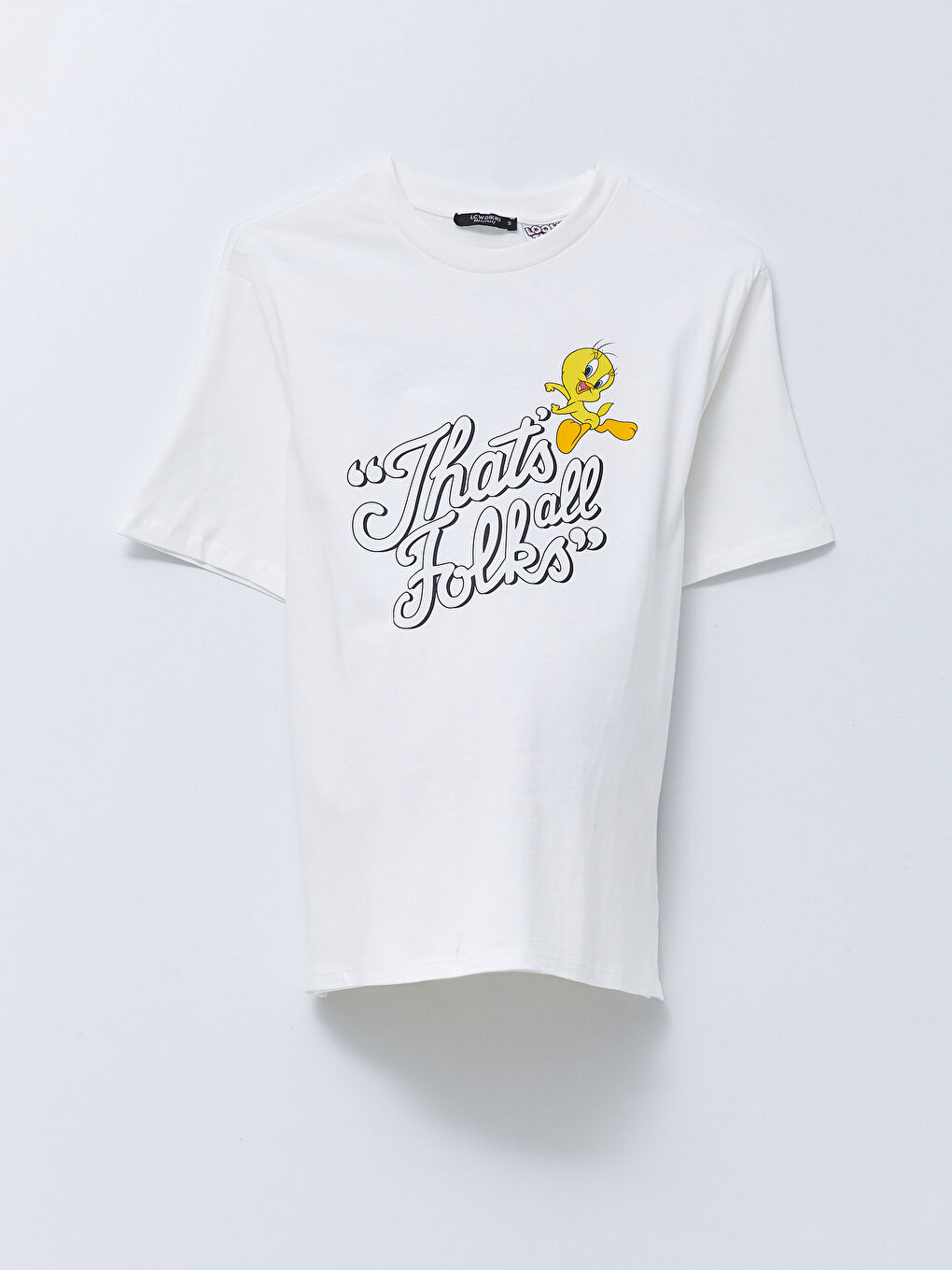 Crew Neck Tweety Printed Short Sleeve Cotton Maternity T-Shirt -S2FH38Z8-FEU