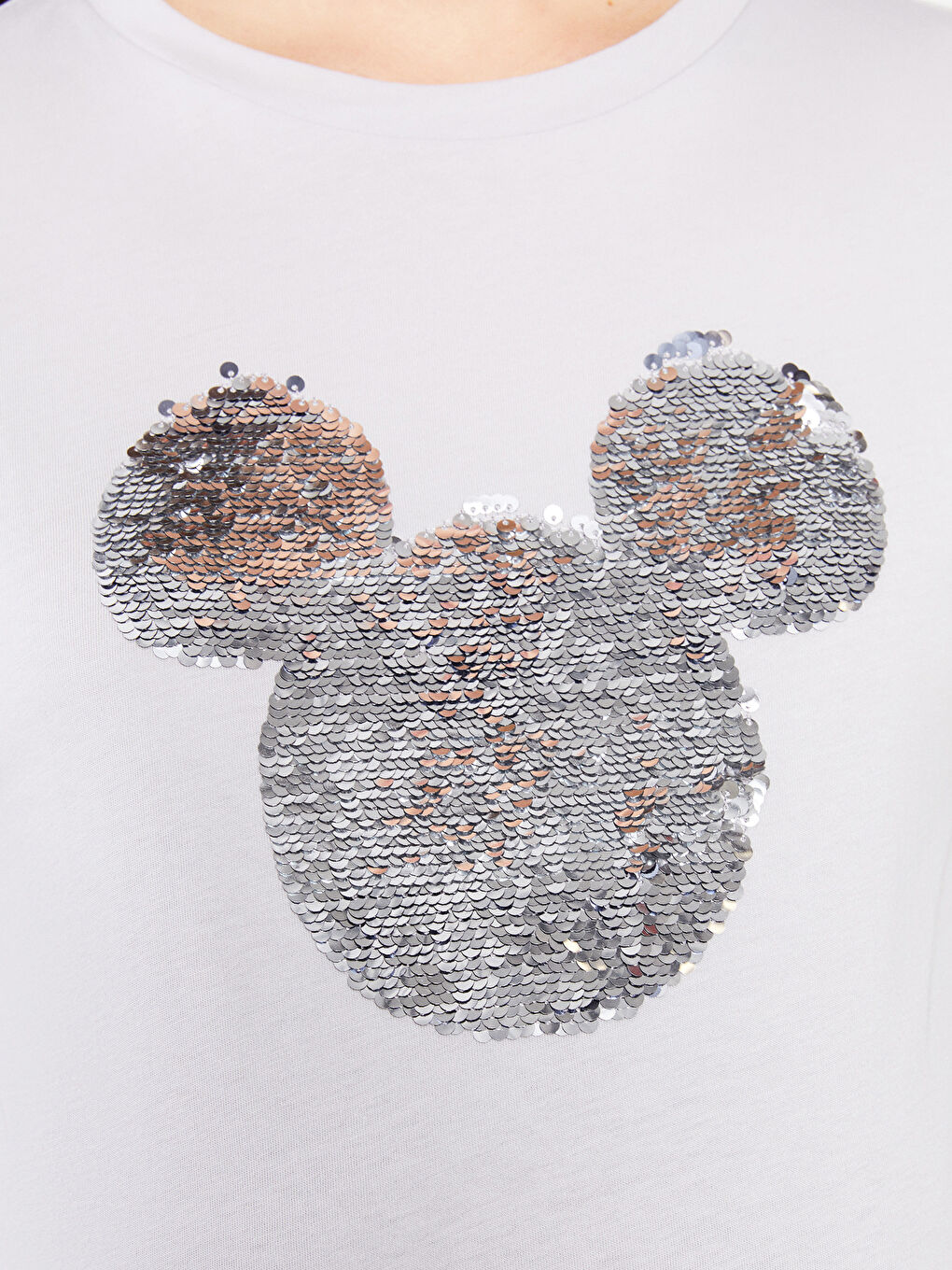 تي شيرت حمل ياقة دائرية مطرز ميكي ماوس كم قصير قطن-3