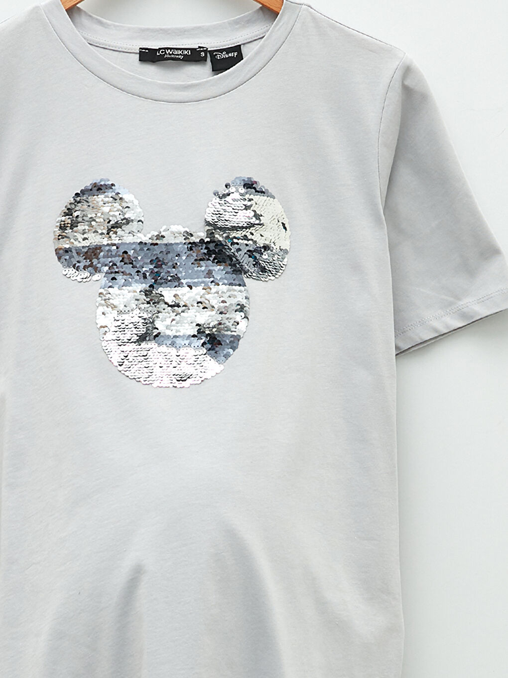تي شيرت حمل ياقة دائرية مطرز ميكي ماوس كم قصير قطن-7