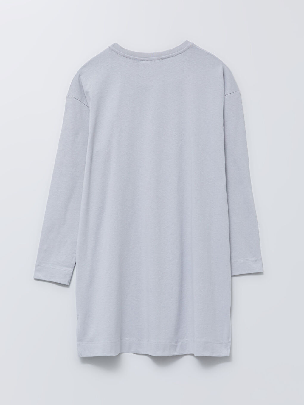 Gri Bisiklet Yaka Mickey Mouse İşlemeli Uzun Kollu Pamuklu Hamile Tunik-7