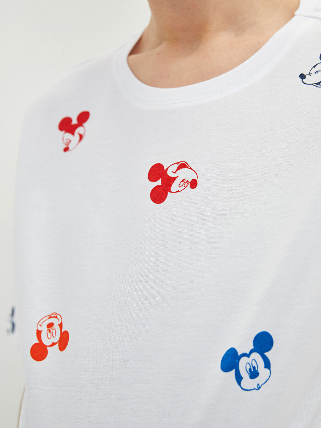 تي شيرت حمل ياقة دائرية مطبوع ميكي ماوس كم قصير قطن-3