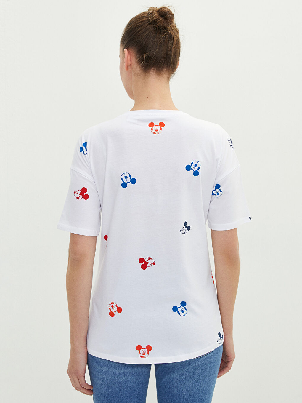تي شيرت حمل ياقة دائرية مطبوع ميكي ماوس كم قصير قطن-4