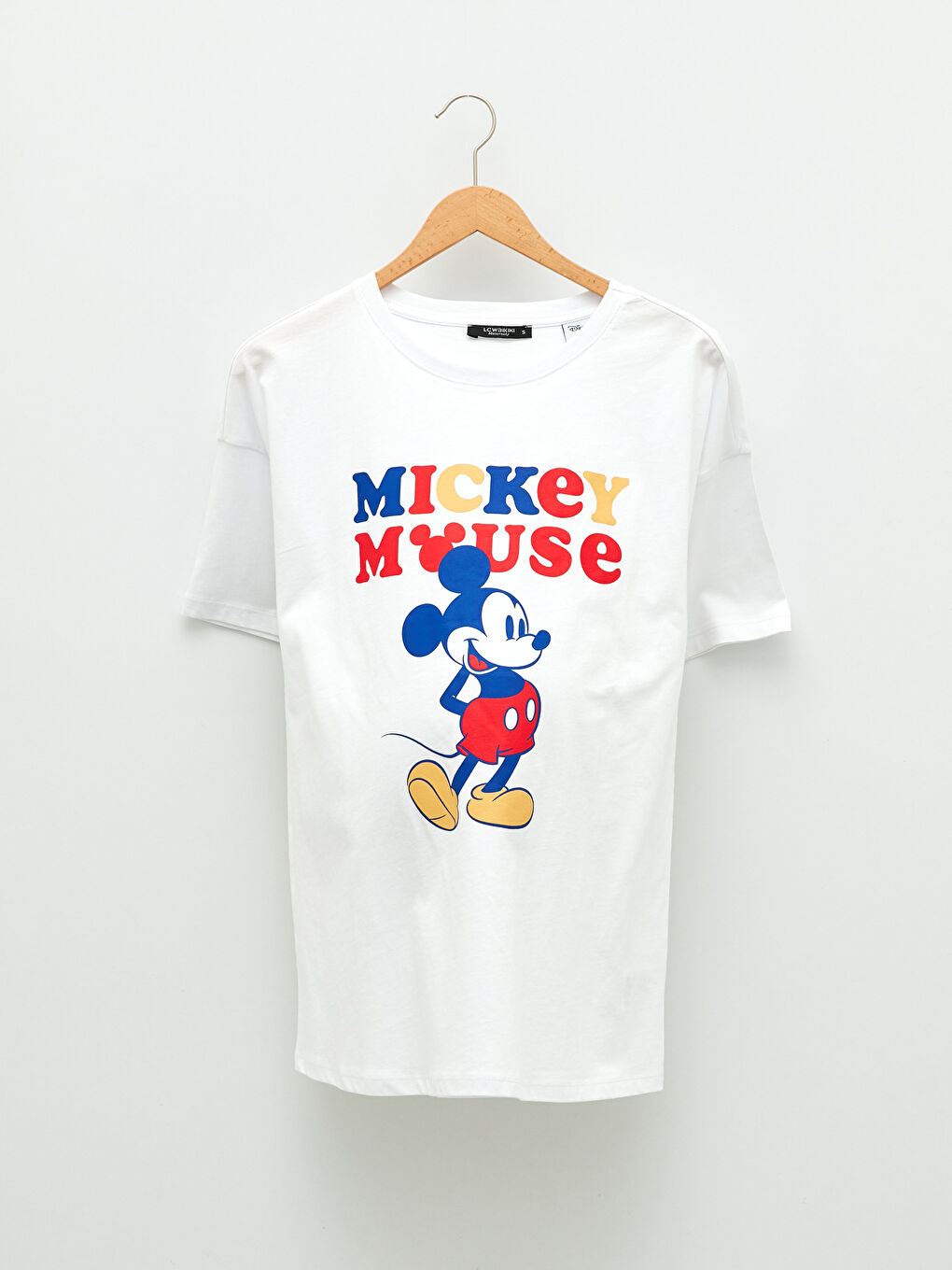 Crew Neck Mickey Mouse Printed Short Sleeve Cotton Maternity T-Shirt-5