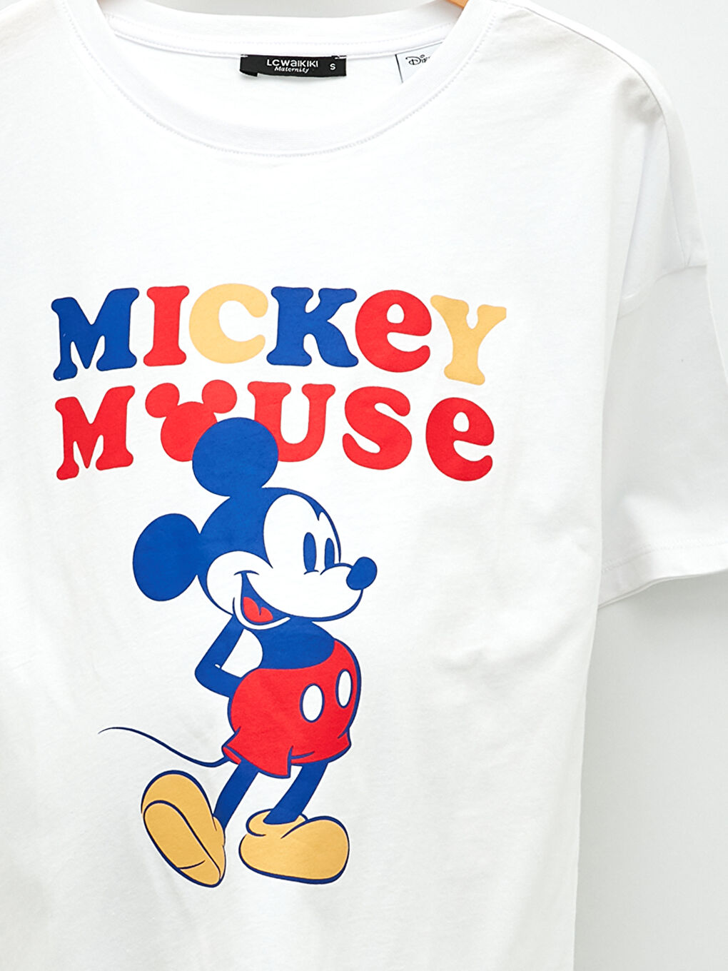 Crew Neck Mickey Mouse Printed Short Sleeve Cotton Maternity T-Shirt-7