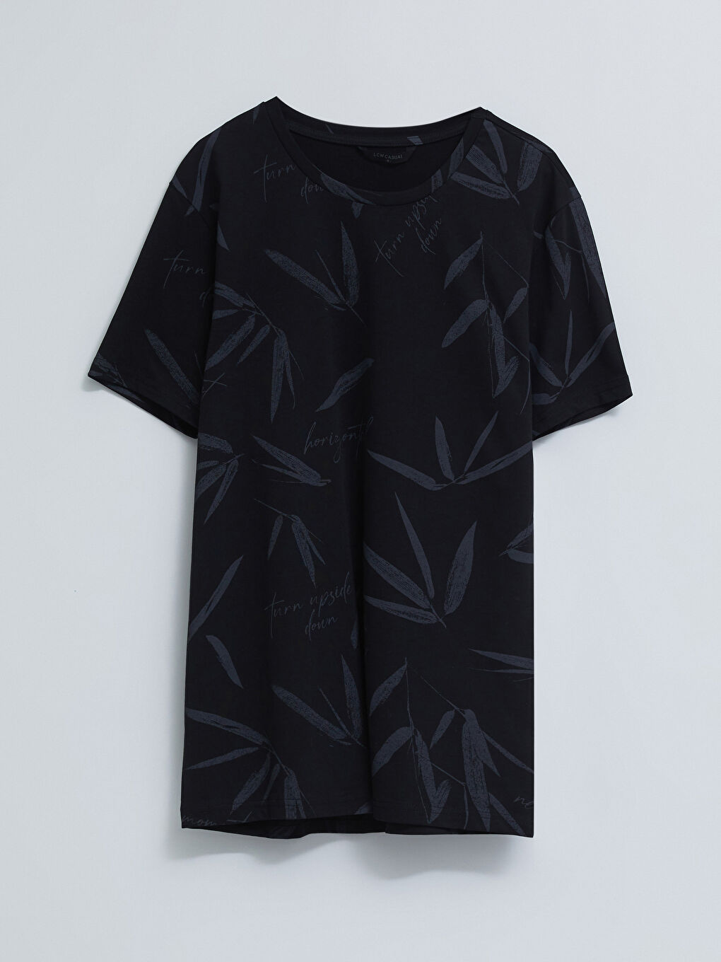 Siyah Bisiklet Yaka Kısa Kollu Baskılı Penye Erkek Tişört