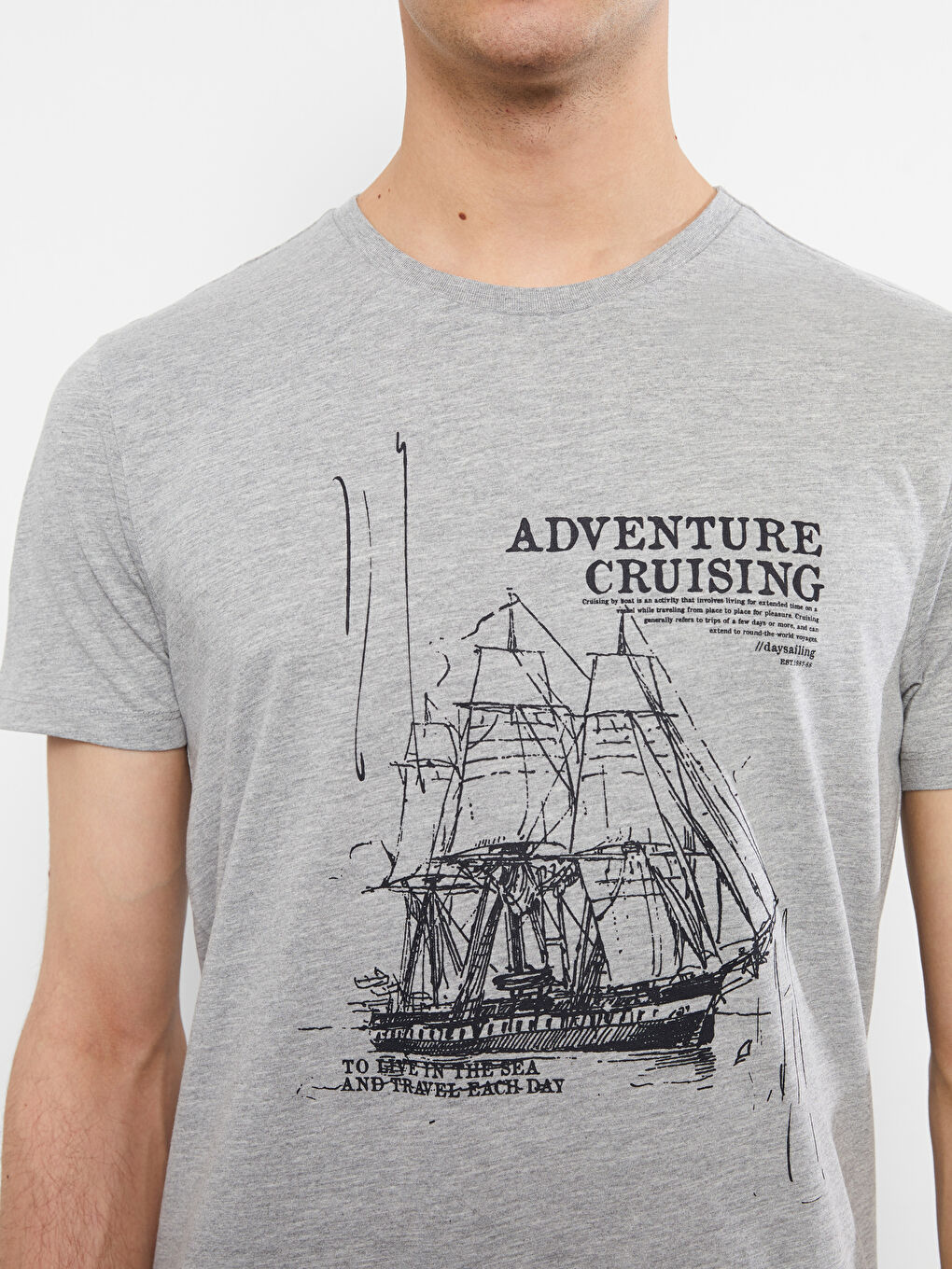 Crew Neck Short Sleeve Printed Combed Cotton Men's T-shirt-3