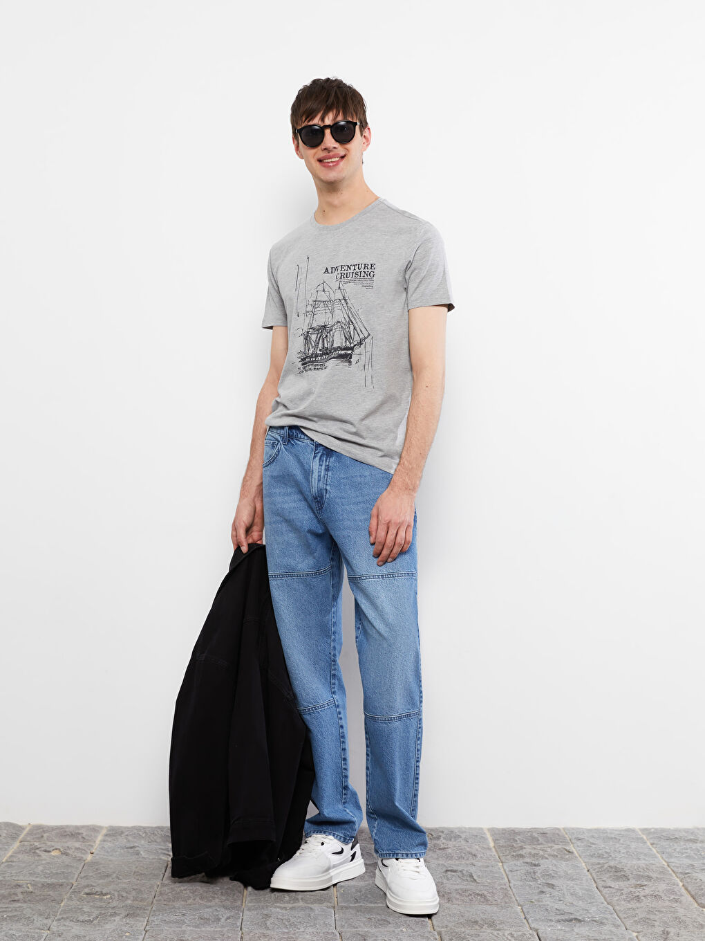 Crew Neck Short Sleeve Printed Combed Cotton Men's T-shirt