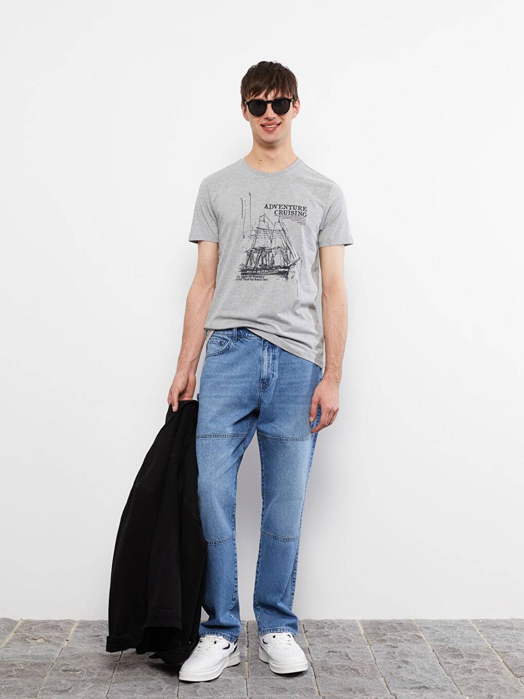 Crew Neck Short Sleeve Printed Combed Cotton Men's T-shirt-1