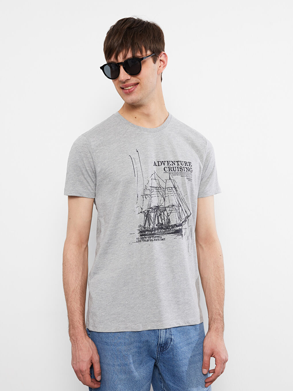 Crew Neck Short Sleeve Printed Combed Cotton Men's T-shirt-2
