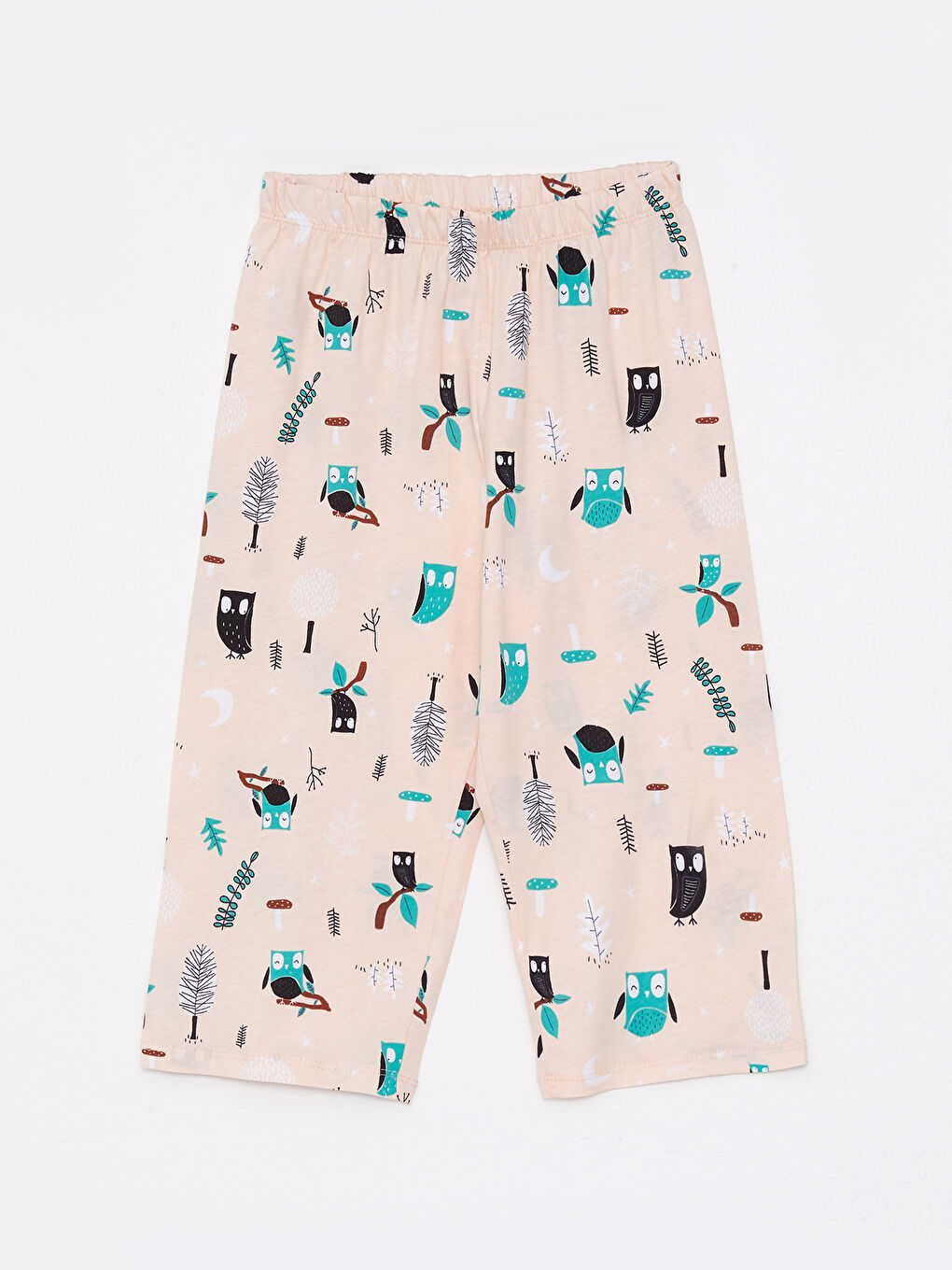 Turkuaz Bisiklet Yaka Karanlıkta Parlayan Baskılı Kısa Kollu Kız Çocuk Pijama Takımı ve Kukla-7