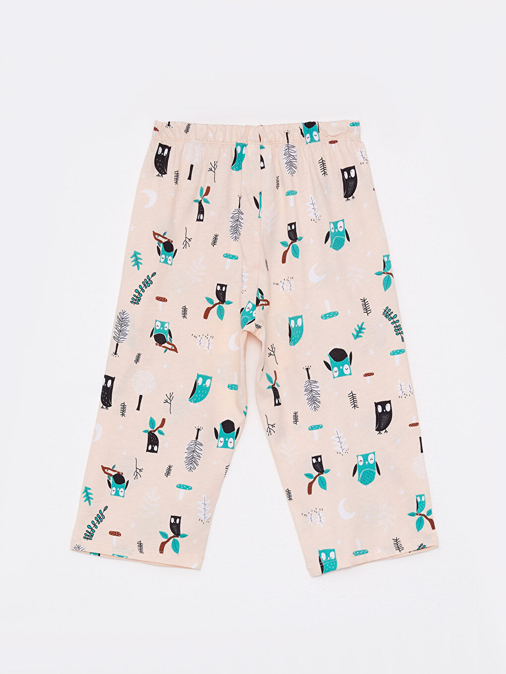 Turkuaz Bisiklet Yaka Karanlıkta Parlayan Baskılı Kısa Kollu Kız Çocuk Pijama Takımı ve Kukla-8