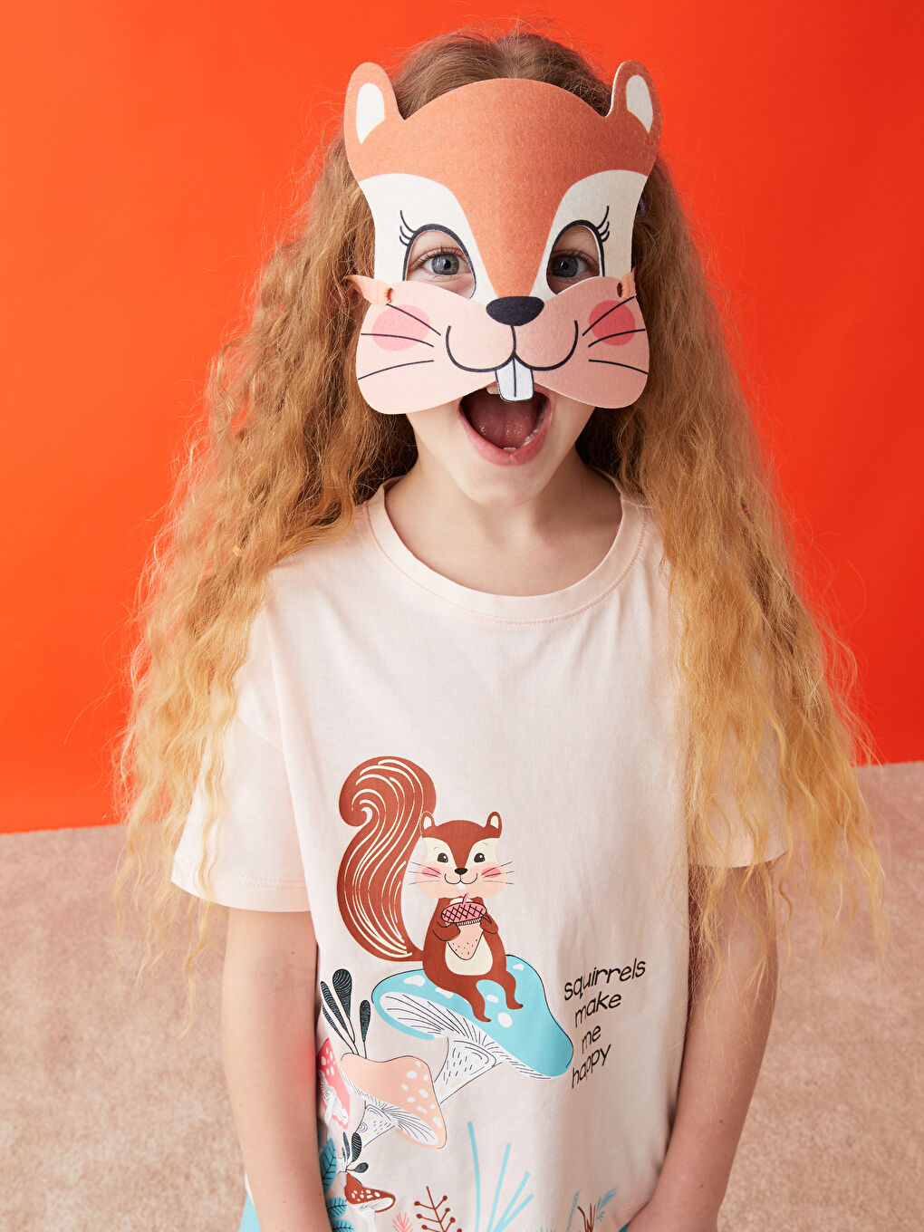 Pembe Bisiklet Yaka Baskılı Kısa Kollu Kız Çocuk Şortlu Pijama Takımı ve Maske