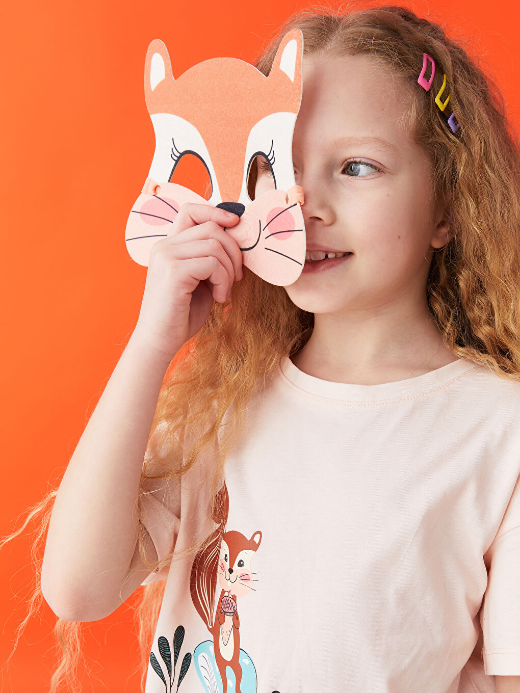 Pembe Bisiklet Yaka Baskılı Kısa Kollu Kız Çocuk Şortlu Pijama Takımı ve Maske-1