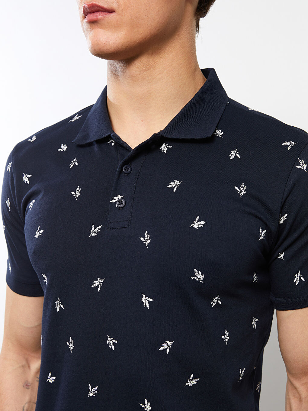 Polo Neck Short Sleeve Patterned Jersey Men's T-Shirt-3