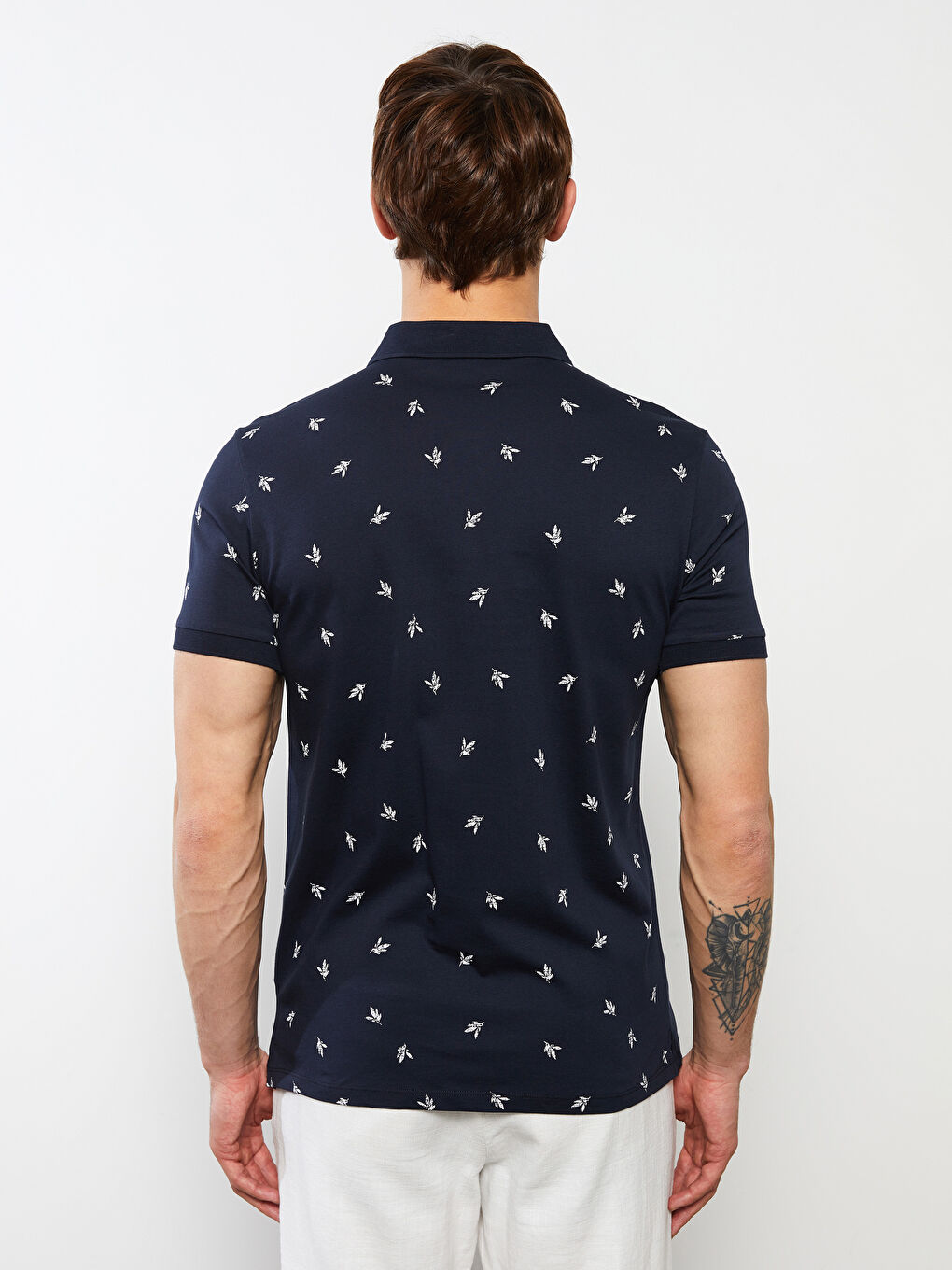 Polo Neck Short Sleeve Patterned Jersey Men's T-Shirt-4