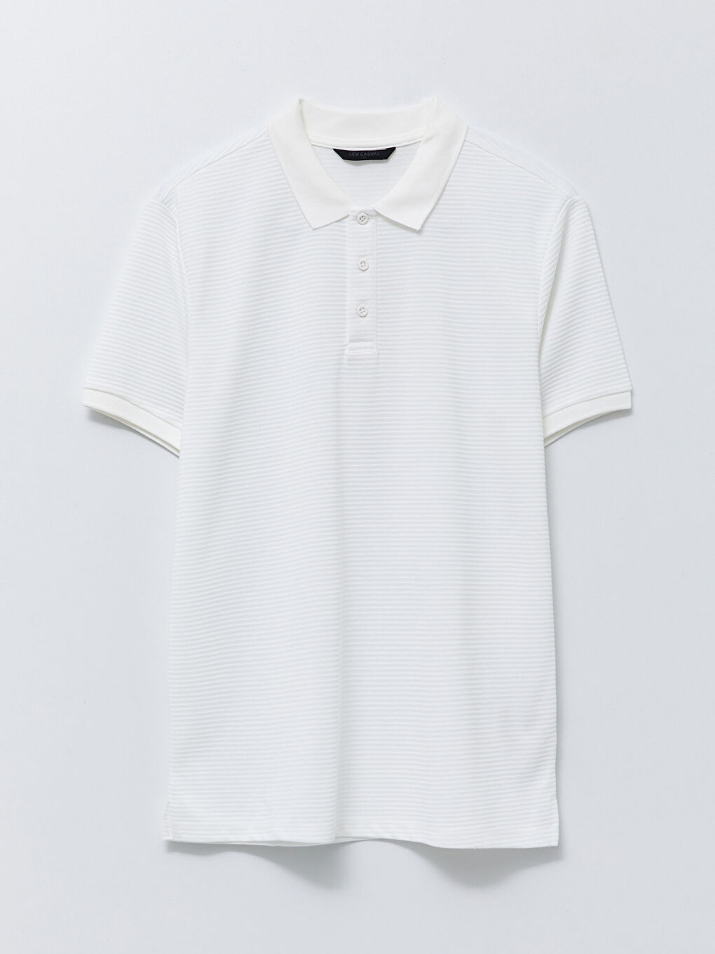 Beyaz Polo Yaka Kısa Kollu Erkek Tişört-5