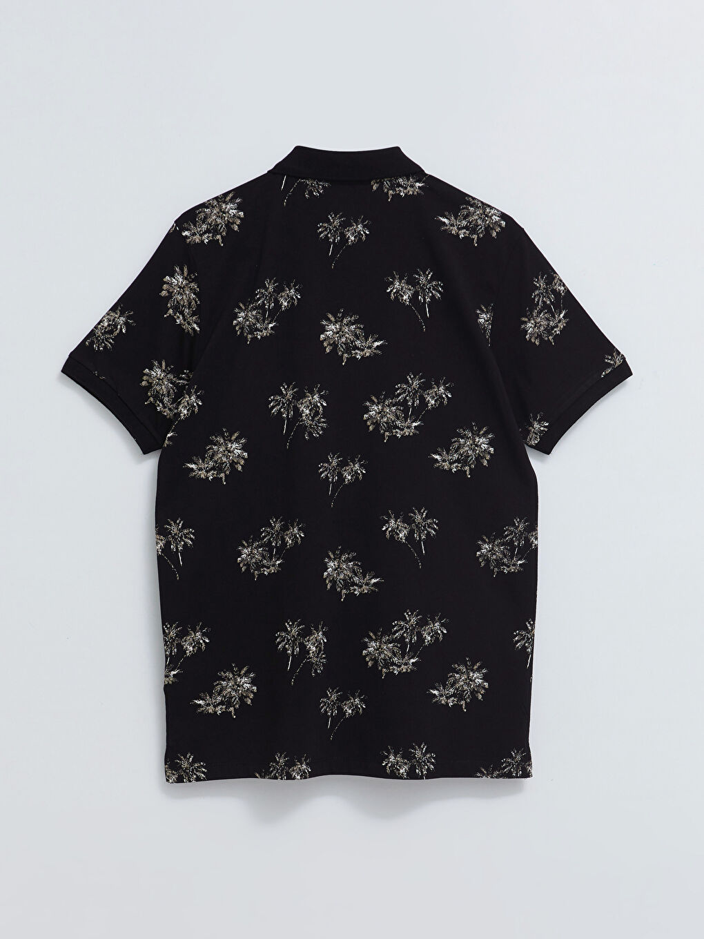 Siyah Polo Yaka Kısa Kollu Penye Erkek Tişört-6