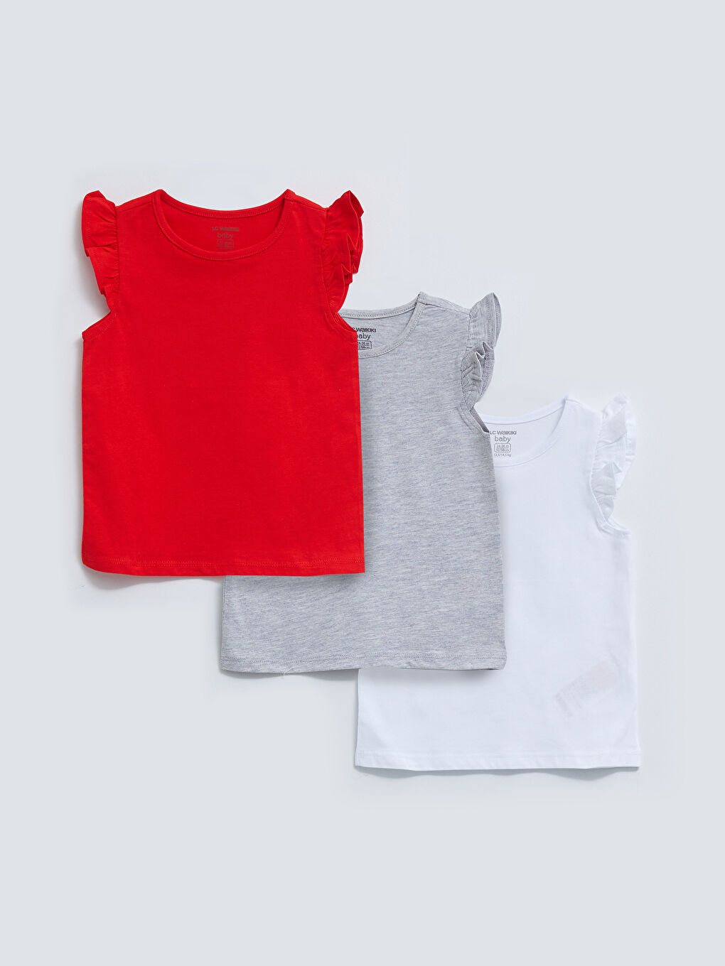 LC Waikiki Crew Neck Basic Baby Girl Undershirt 3 Pieces -S2FI22Z1-HBH