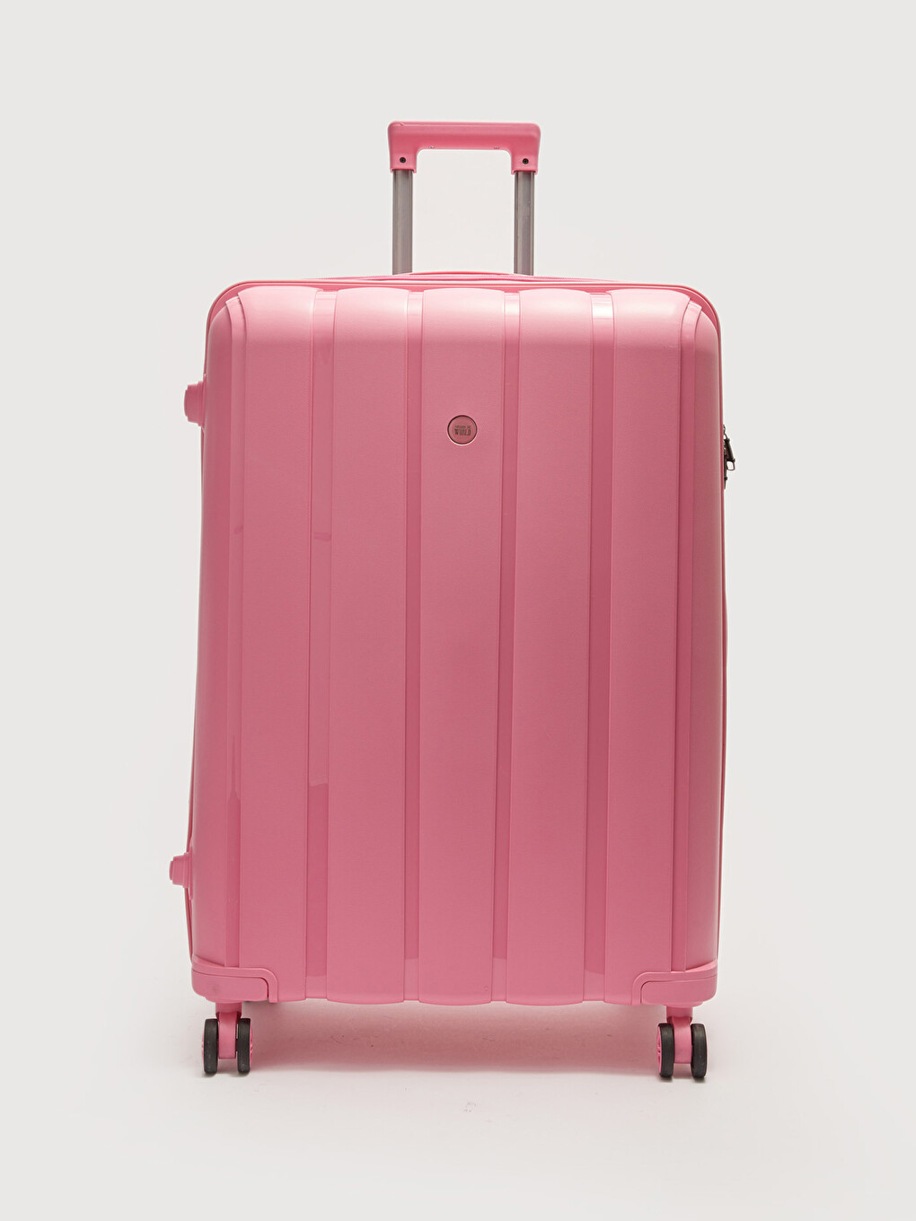 Pembe Kilit Detaylı Çekme Mekanizmalı Büyük Boy Valiz