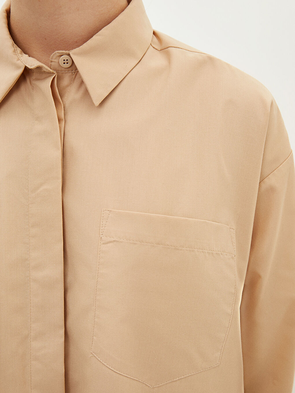 Plain Long Sleeve Oversize Women's Shirt Tunic-4