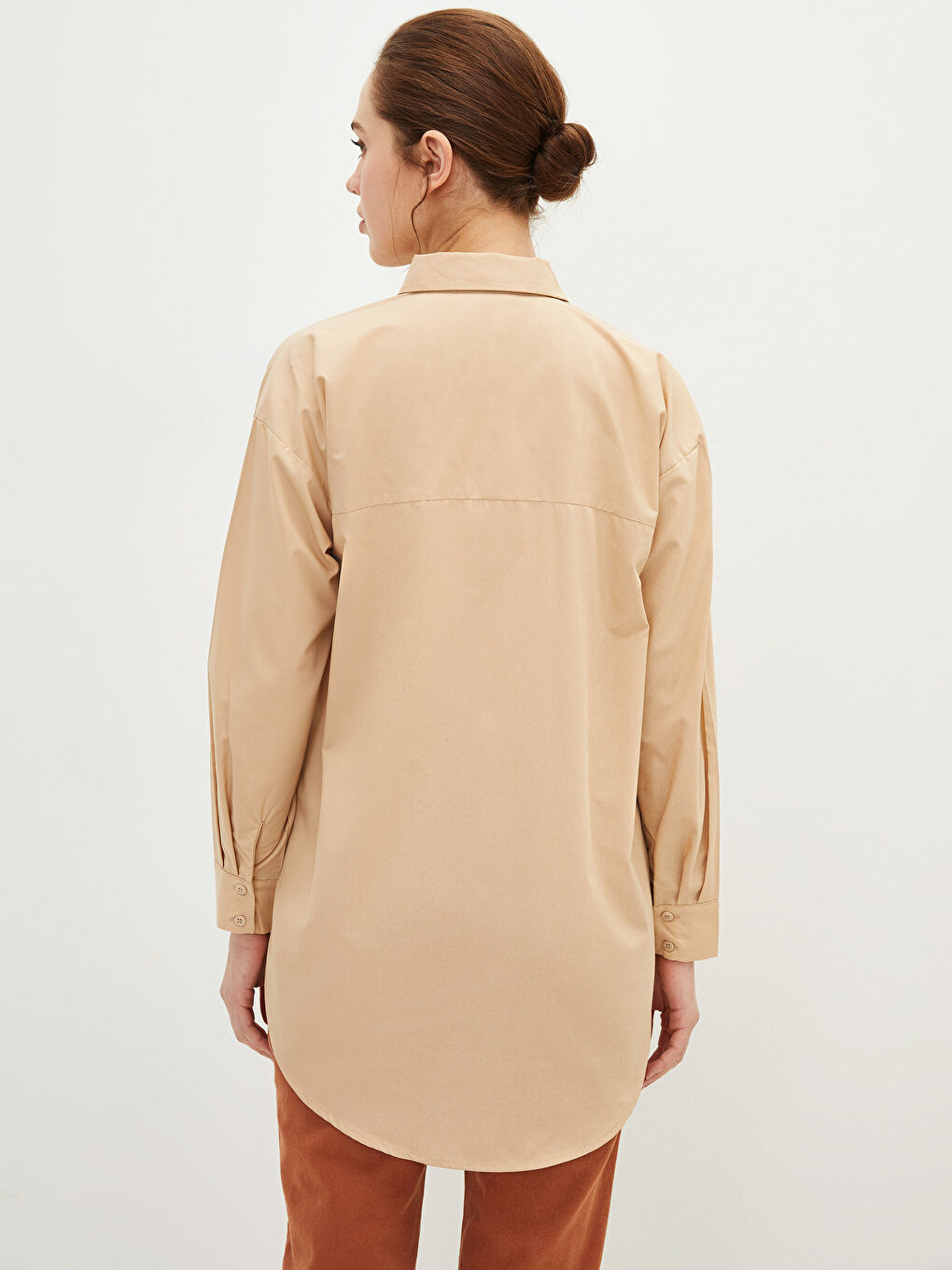 Plain Long Sleeve Oversize Women's Shirt Tunic-5