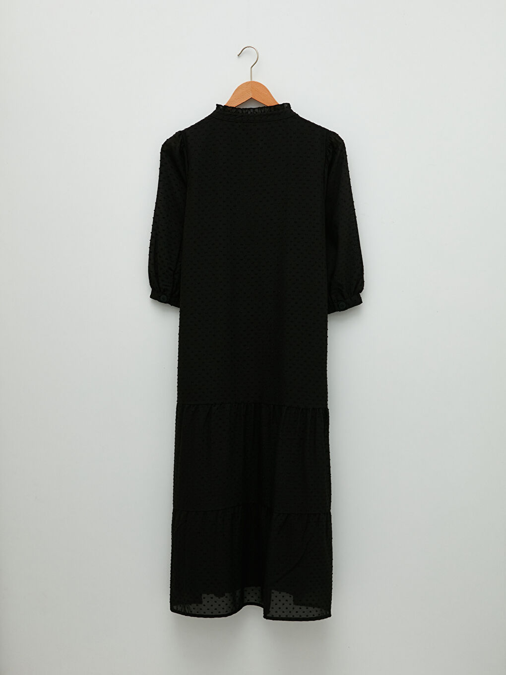 Henley Neckline Self Patterned Chiffon Women's Dress-6