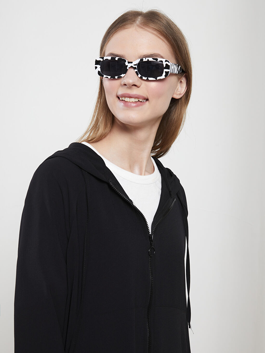 Tunique Oversize à Capuche Unie à Manches Longues pour Femmes-2