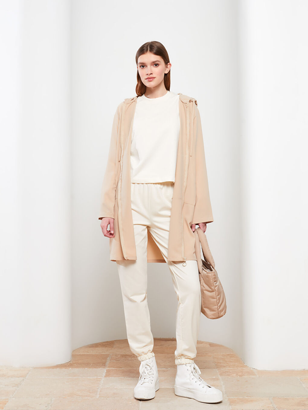 Hooded Plain Long Sleeve Oversize Women's Tunic