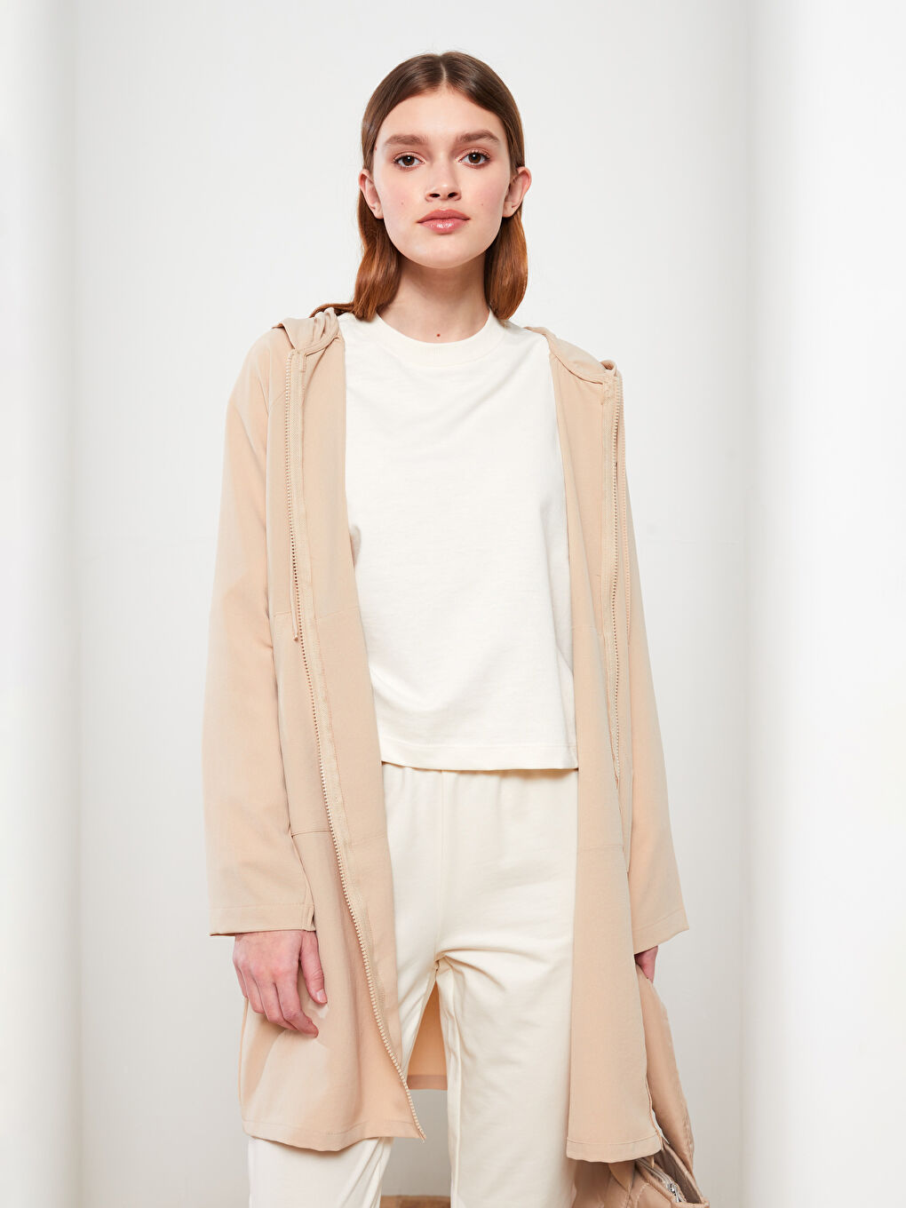 Hooded Plain Long Sleeve Oversize Women's Tunic-1