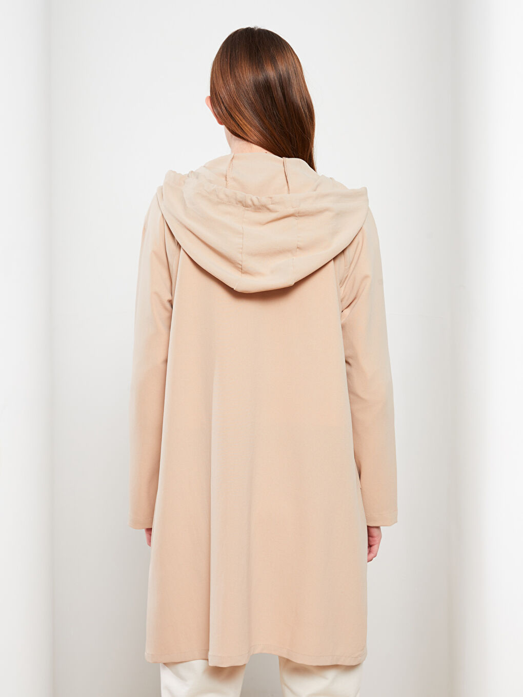 Hooded Plain Long Sleeve Oversize Women's Tunic-3