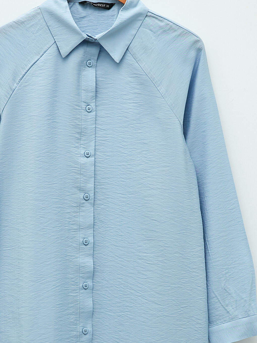 Mavi Düz Uzun Kollu Kadın Gömlek Tunik-9