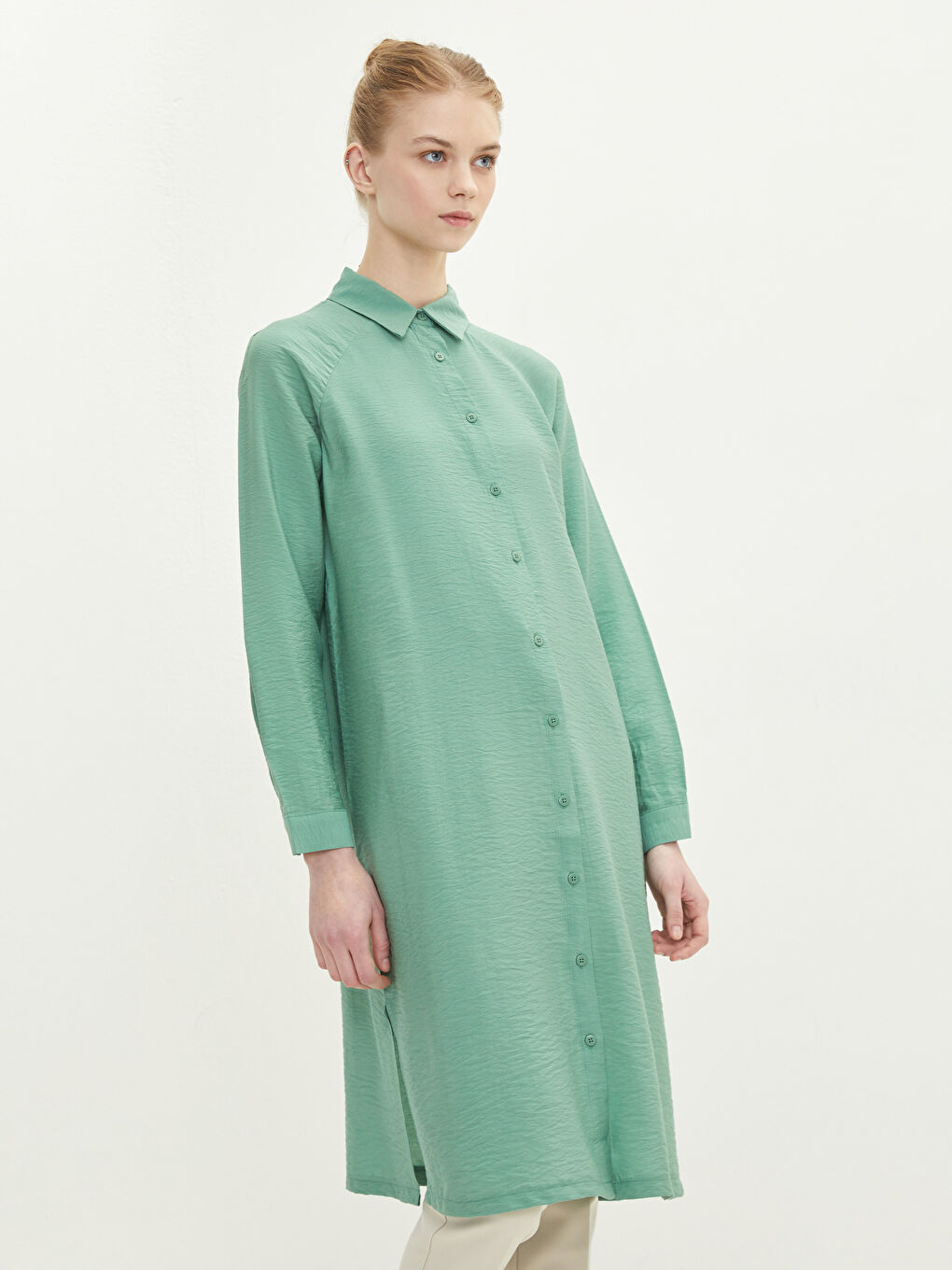 قميص تونيك للسيدات كم طويل سادة