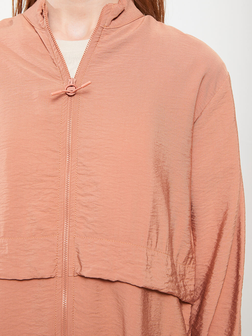 تونيك كم طويل سادة بياقة قمع للسيدات-3