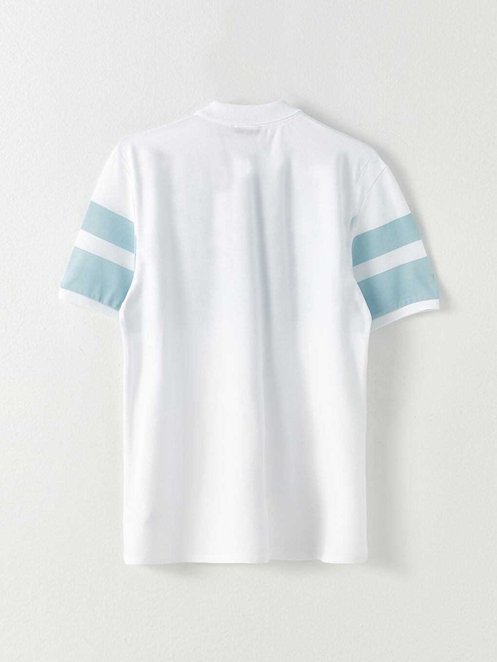 Turkuaz Polo Yaka Kısa Kollu Çizgili Pike Erkek Tişört-6