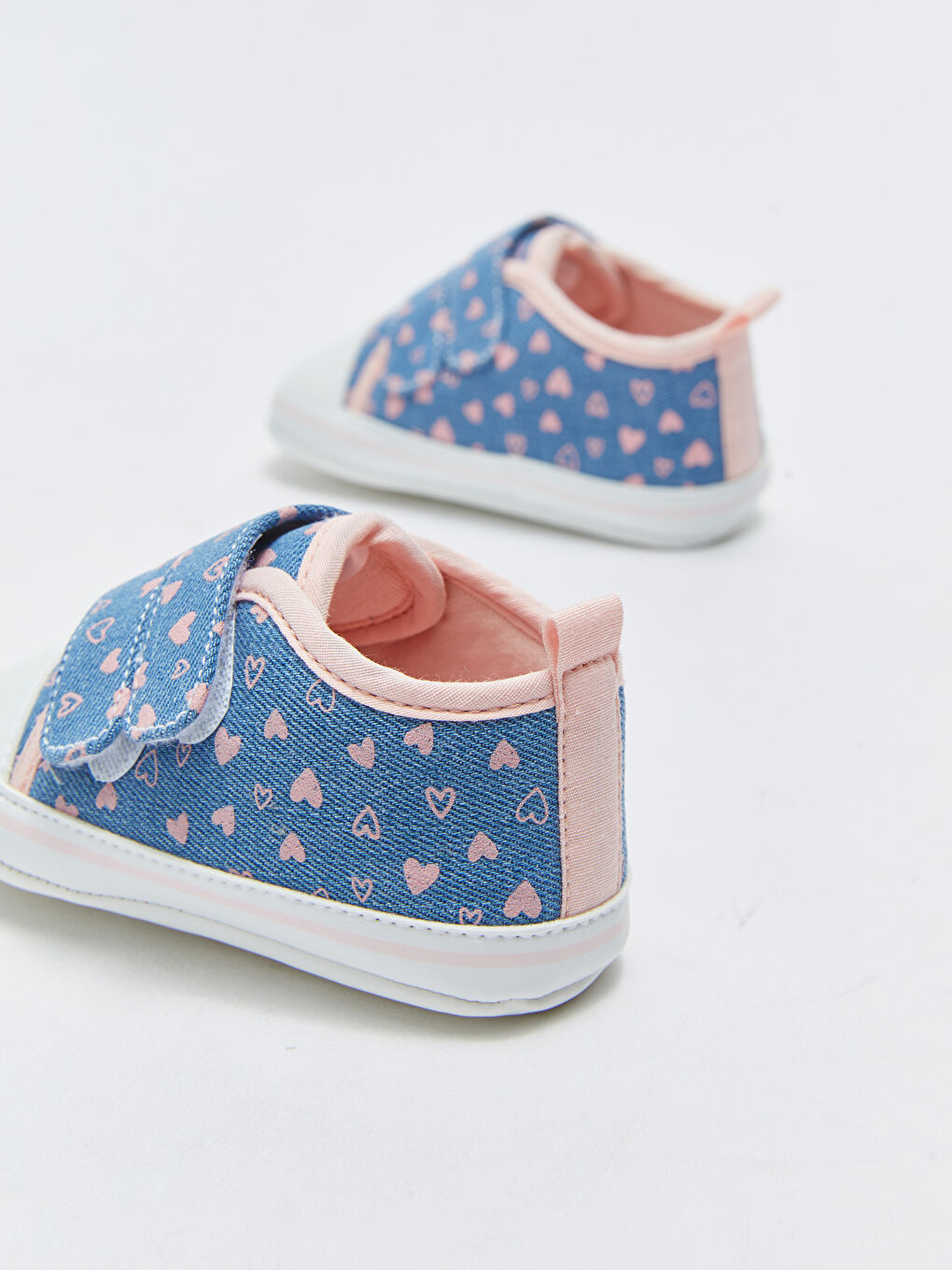 İndigo Kalp Desenli Cırt Cırtlı Kız Bebek Yürüme Öncesi Ayakkabı-4