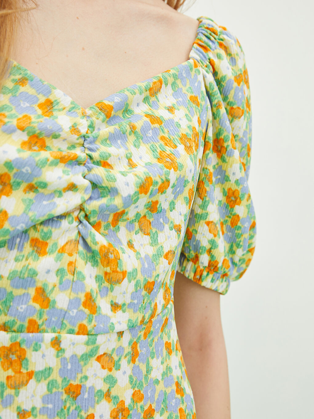 Heart Collar Flower Short Sleeve Women's Dress -S2FI68Z8-F9C