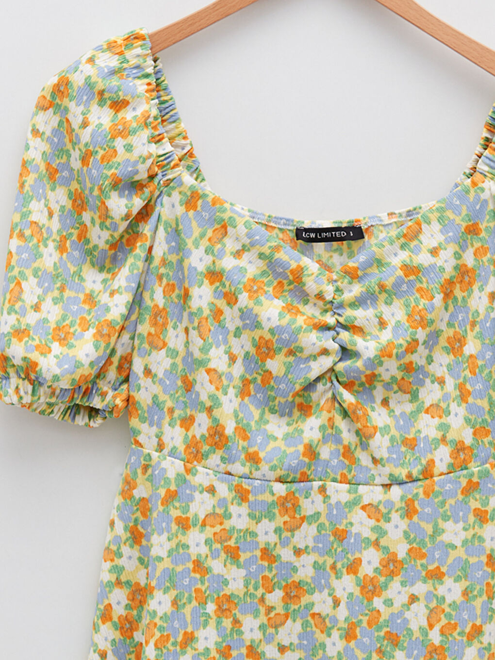 Heart Collar Flower Short Sleeve Women's Dress -S2FI68Z8-F9C
