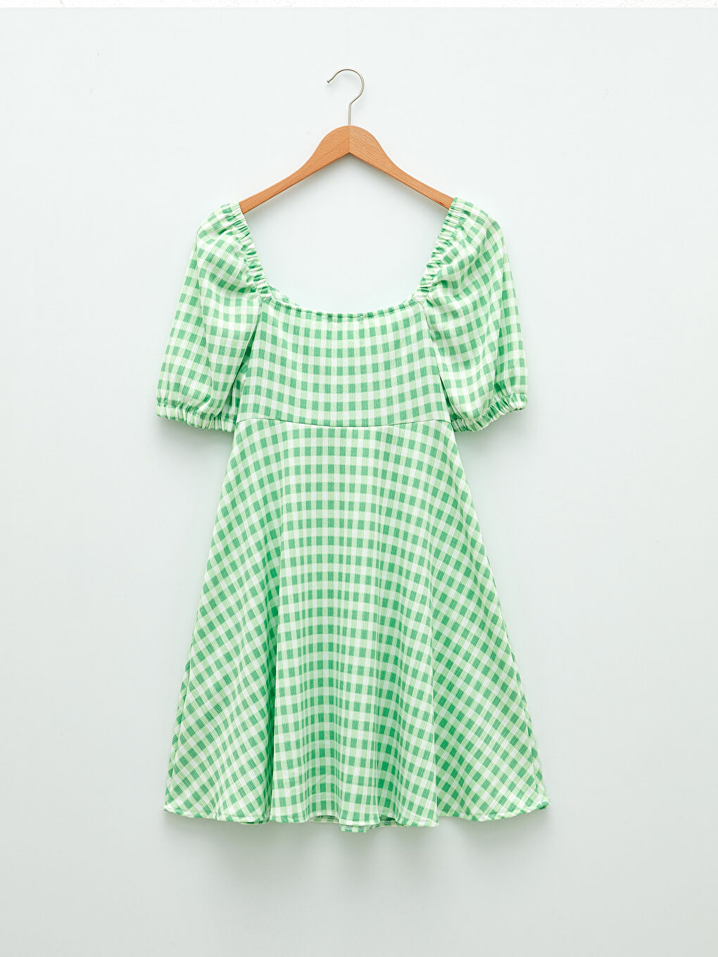 Heart Collar Plaid Short Sleeve Women's Dress -S2FI68Z8-LRF