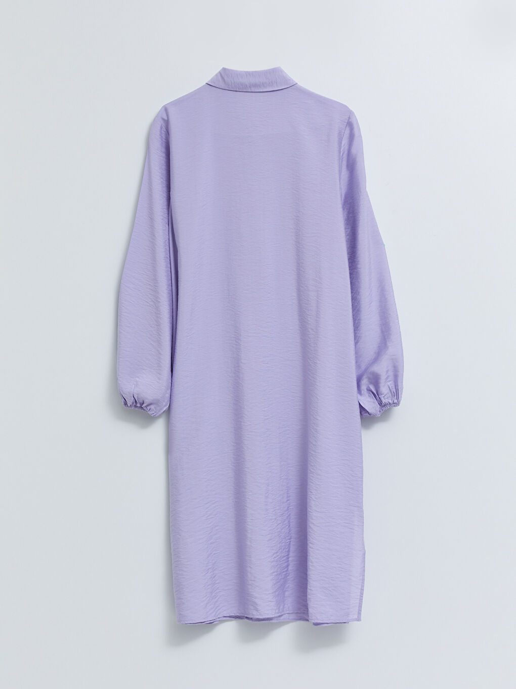 Lila Düz Uzun Kollu Kadın Gömlek Tunik-5