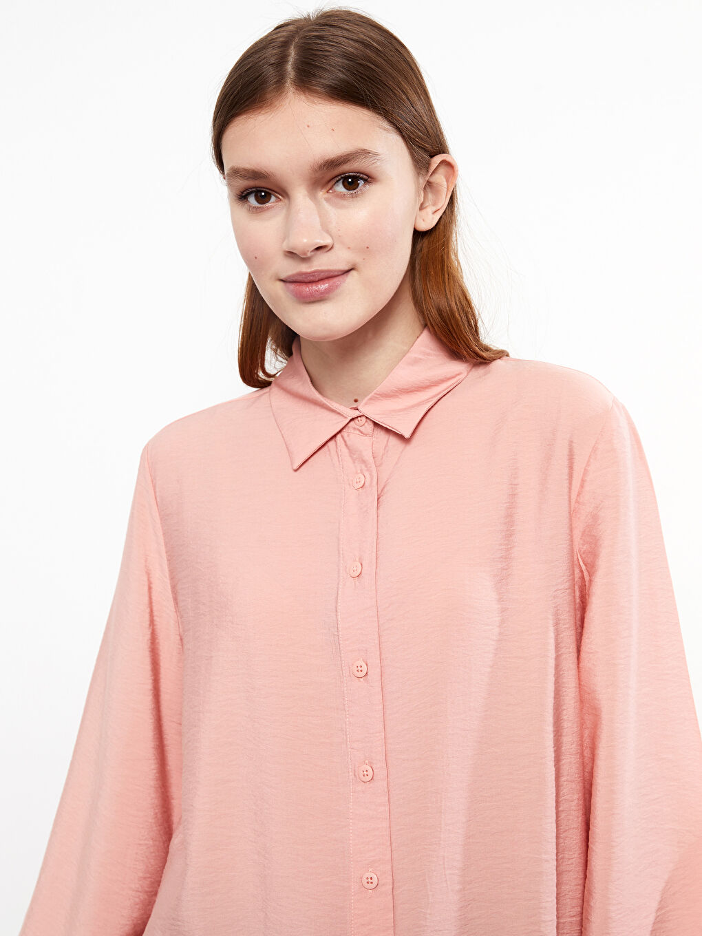 Однотонная рубашка-туника с длинным рукавом для женщин-2