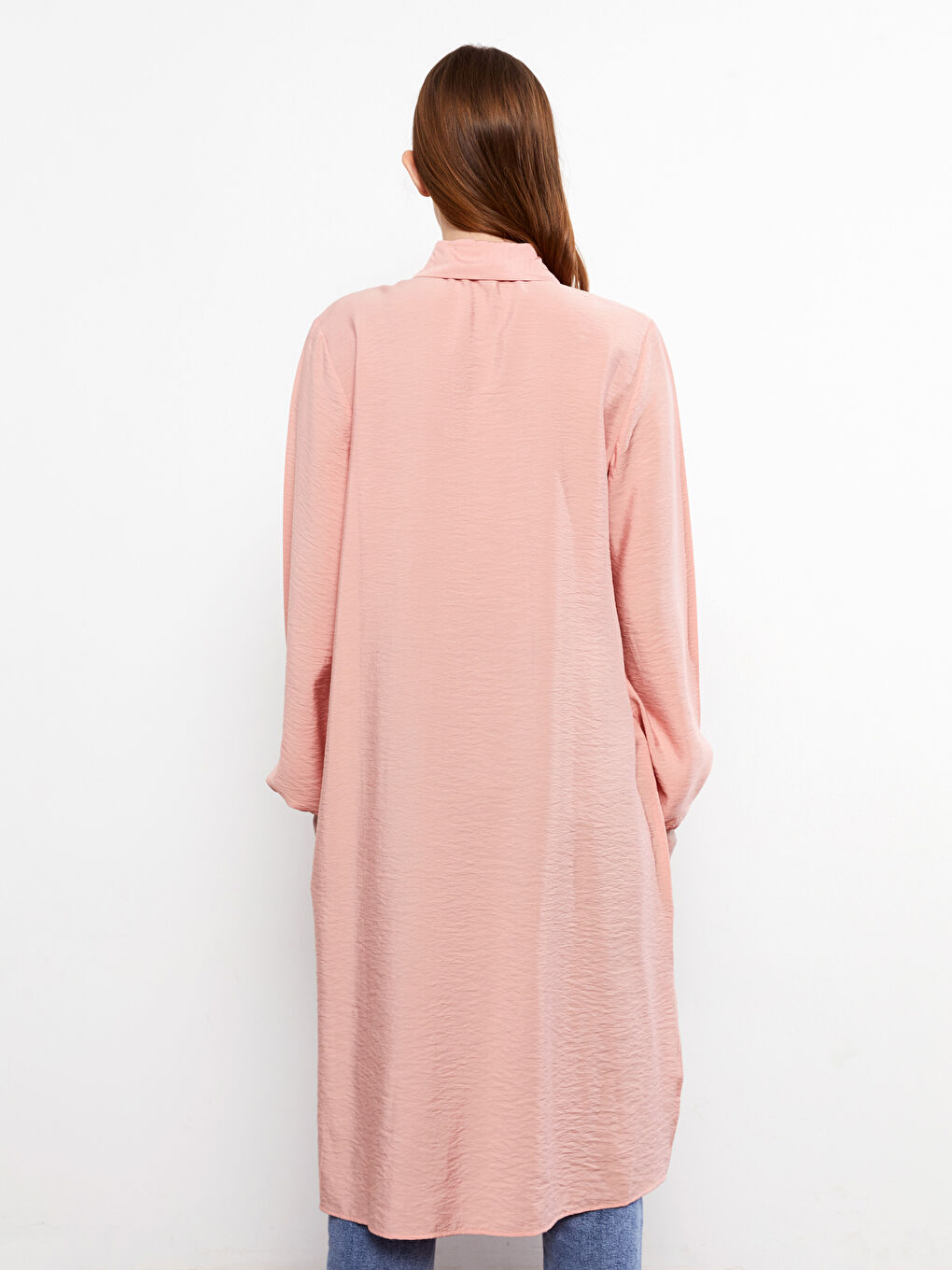 Однотонная рубашка-туника с длинным рукавом для женщин-4