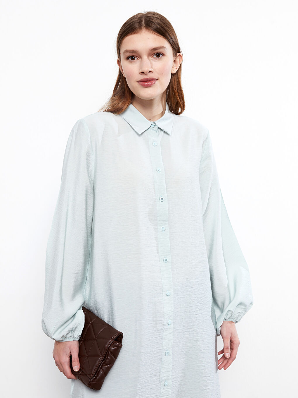 Tunică Cămașă Simplă cu Mânecă Lungă pentru Femei-2