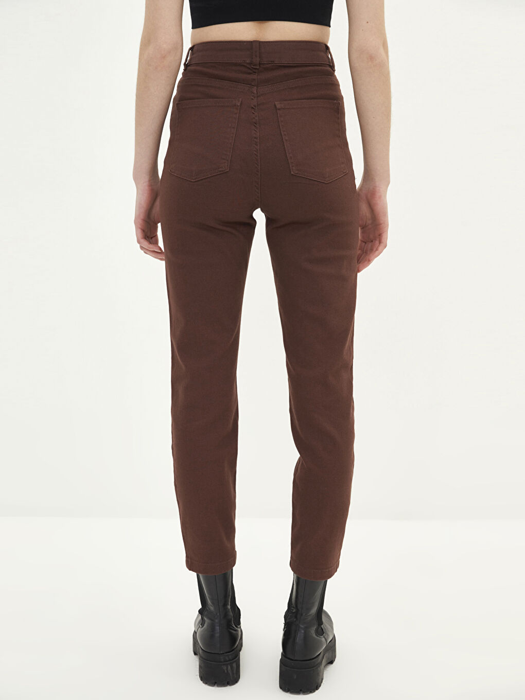 LCW Vision Normal Waist Narrow Fit Straight Pocket Detailed Gabardine Women's Trousers -S2FI92Z8-HGT