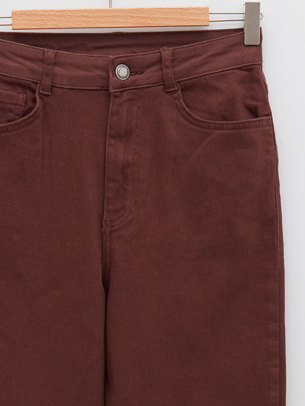 LCW Vision Normal Waist Narrow Fit Straight Pocket Detailed Gabardine Women's Trousers -S2FI92Z8-HGT