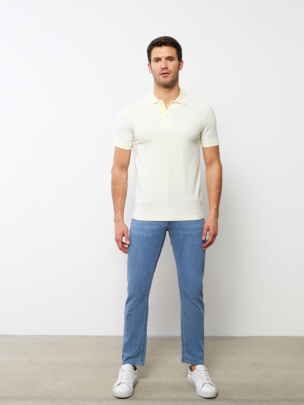 Polo Neck Short Sleeve Striped Pique Men's T-Shirt-2