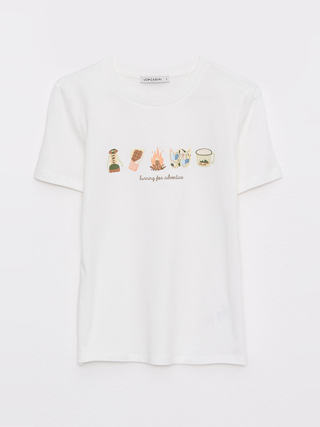 Crew Neck Printed Short Sleeve Cotton Women's T-shirt-5