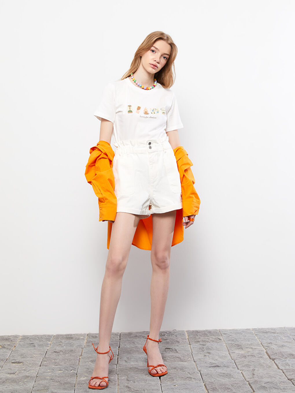 Crew Neck Printed Short Sleeve Cotton Women's T-shirt-2