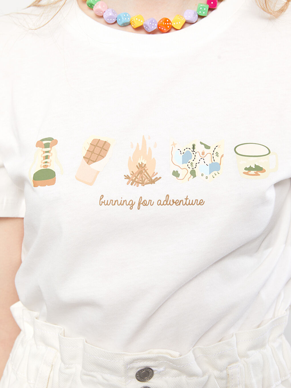 Crew Neck Printed Short Sleeve Cotton Women's T-shirt-3