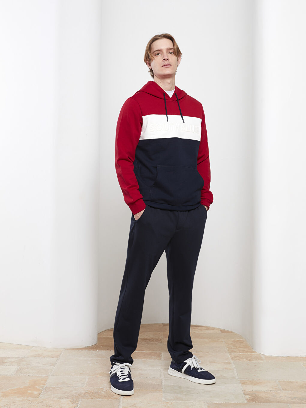 SOUTHBLUE Long Sleeve Color Block Men's Hoodie -S2FJ03Z8-S7R